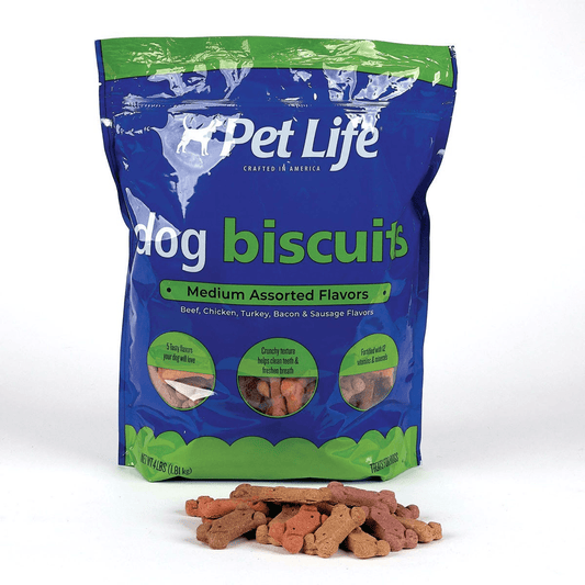 Pet Life Medium Assorted Nutritional Treats - 4Lb Crunchy Biscuits for