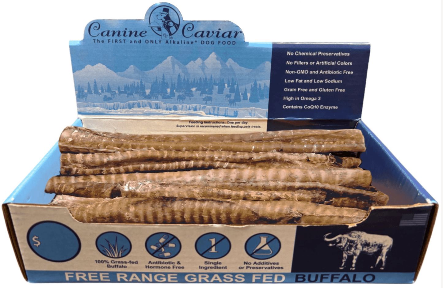 Canine Caviar Buffaroos 12" Premium Grass-Fed Buffalo Treats